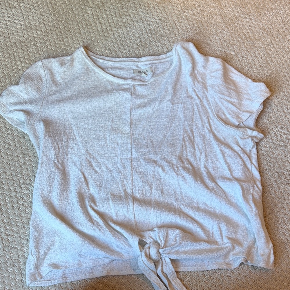 Madewell White Tie-Front Top